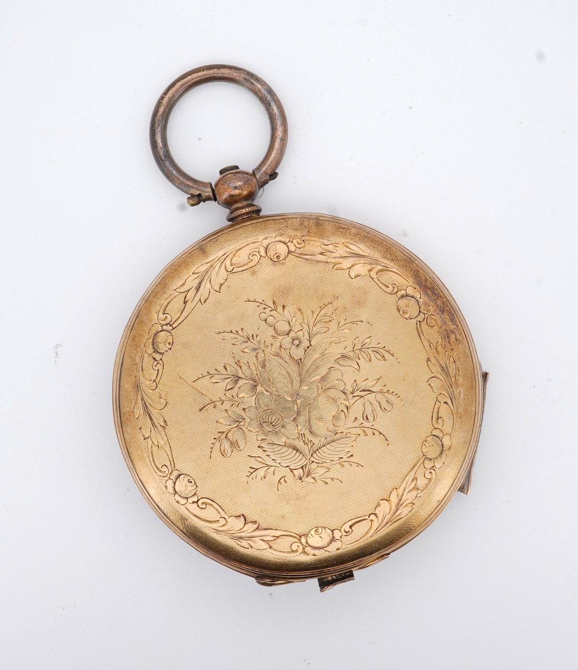 A damaged continental 18k lever pocket watch, together with a rolled gold pocket watch in similar condition.